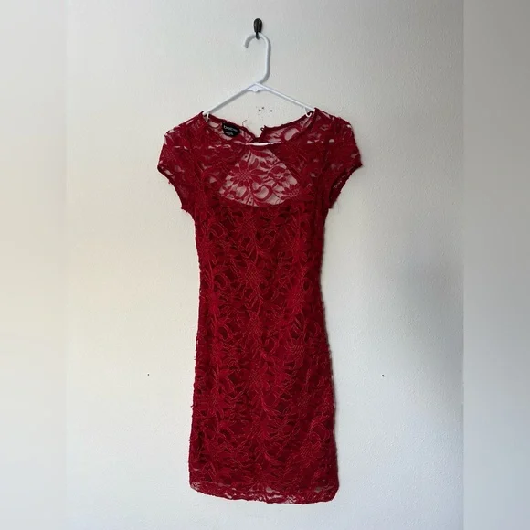 bebe | Dresses | Lace Mini Dress Red Bebe Size S | Poshmark
